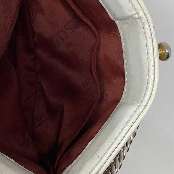 Vintage Ruth Saltz purse cream leather lion head chain handbag - Picture 9 of 12